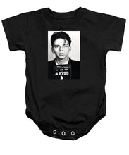 Frank Sinatra Mug Shot Vertical - Baby Onesie Baby Onesie Pixels Black Small 