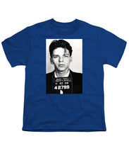 Frank Sinatra Mug Shot Vertical - Youth T-Shirt Youth T-Shirt Pixels Royal Small 