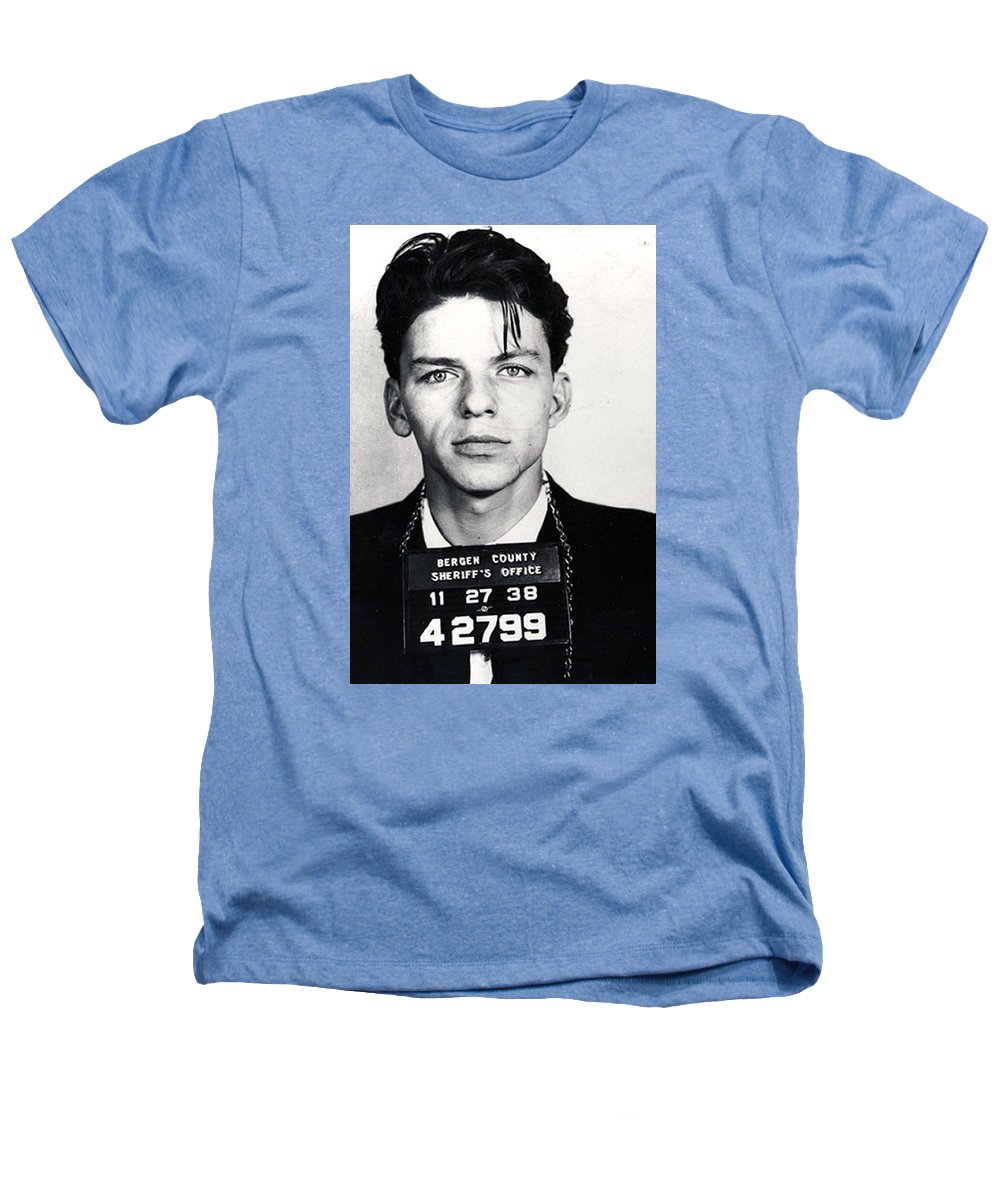 Frank Sinatra Mug Shot Vertical - Heathers T-Shirt Heathers T-Shirt Pixels Light Blue Small 