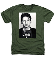 Frank Sinatra Mug Shot Vertical - Heathers T-Shirt Heathers T-Shirt Pixels Military Green Small 