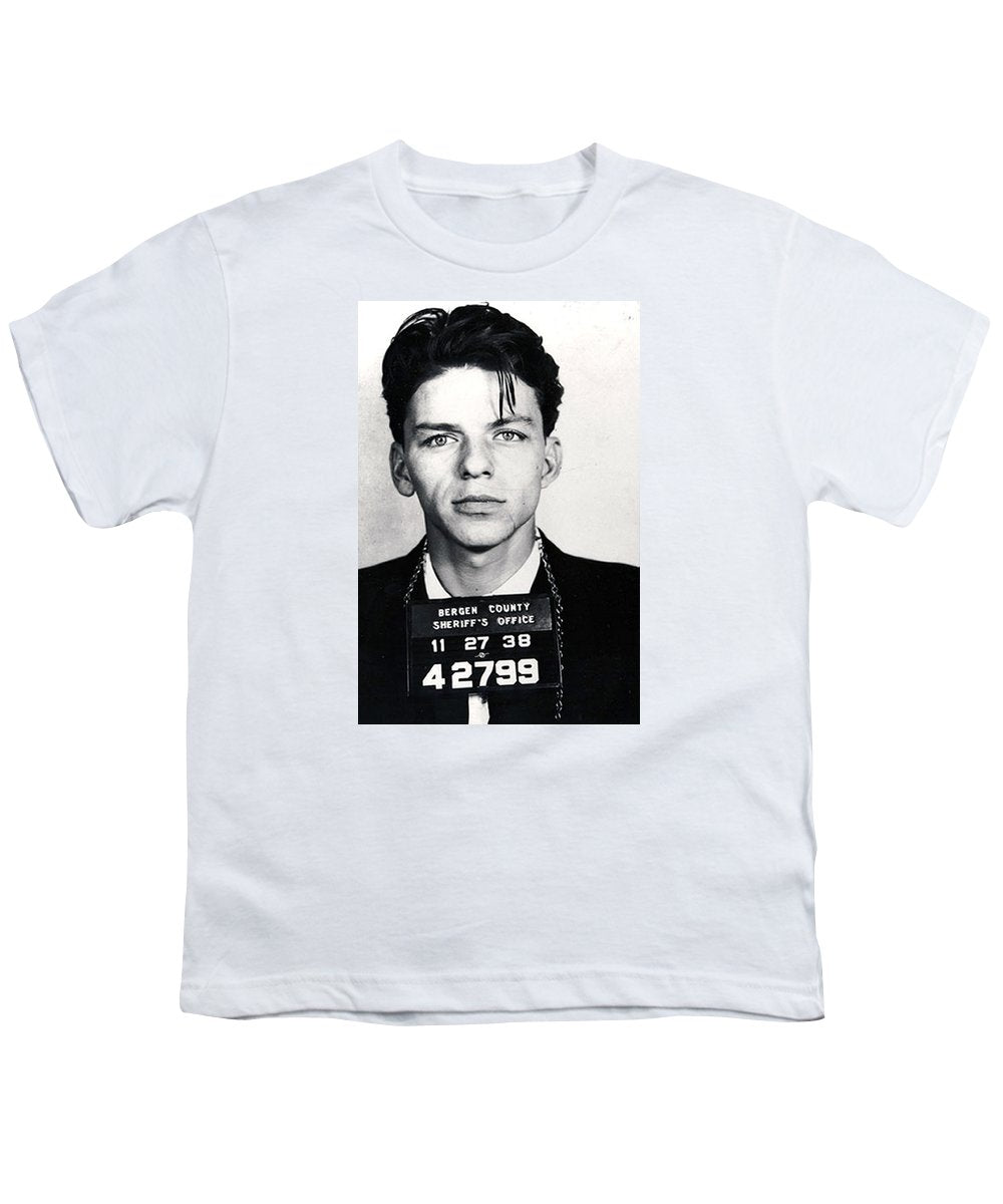 Frank Sinatra Mug Shot Vertical - Youth T-Shirt Youth T-Shirt Pixels White Small 