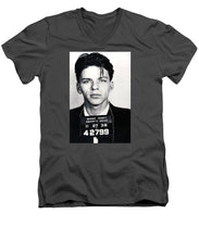 Frank Sinatra Mug Shot Vertical - Men's V-Neck T-Shirt Men's V-Neck T-Shirt Pixels Charcoal Small 
