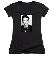 Frank Sinatra Mug Shot Vertical - Women's V-Neck T-Shirt Women's V-Neck T-Shirt Pixels Black Small 