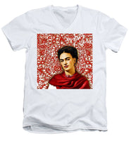 Frida Kahlo 2 - Men's V-Neck T-Shirt Men's V-Neck T-Shirt Pixels White Small 