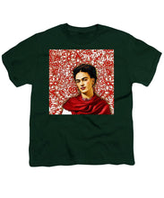 Frida Kahlo 2 - Youth T-Shirt Youth T-Shirt Pixels Hunter Green Small 