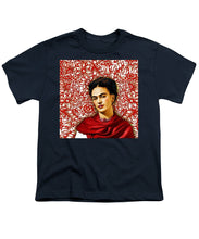 Frida Kahlo 2 - Youth T-Shirt Youth T-Shirt Pixels Navy Small 