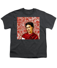 Frida Kahlo 2 - Youth T-Shirt Youth T-Shirt Pixels Charcoal Small 