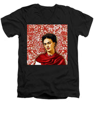 Frida Kahlo 2 - Men's V-Neck T-Shirt Men's V-Neck T-Shirt Pixels Black Small 