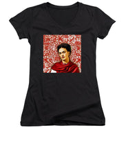 Frida Kahlo 2 - Women's V-Neck (Athletic Fit) Women's V-Neck (Athletic Fit) Pixels Black Small 