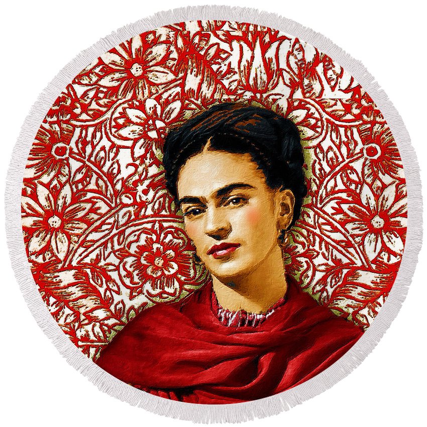 Frida Kahlo 2 - Round Beach Towel Round Beach Towel Pixels 60