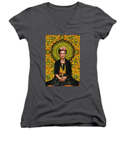 Frida Kahlo 3 - Women's V-Neck (Athletic Fit) Women's V-Neck (Athletic Fit) Pixels Charcoal Small 