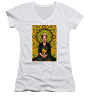 Frida Kahlo 3 - Women's V-Neck (Athletic Fit) Women's V-Neck (Athletic Fit) Pixels White Small 