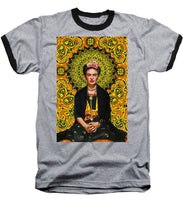 Frida Kahlo 3 - Baseball T-Shirt Baseball T-Shirt Pixels Heather / Black Small 