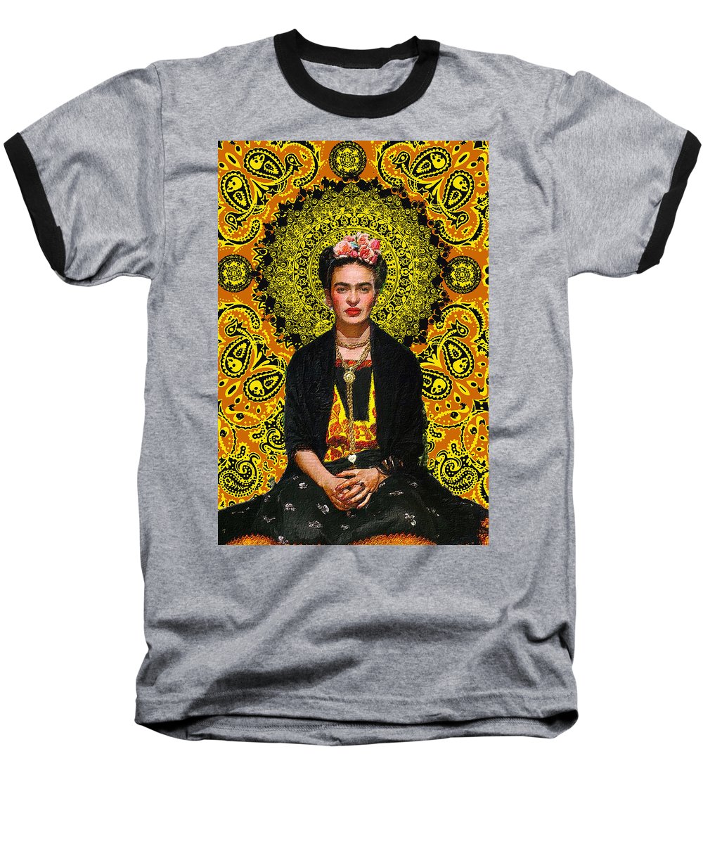 Frida Kahlo 3 - Baseball T-Shirt Baseball T-Shirt Pixels Heather / Black Small 