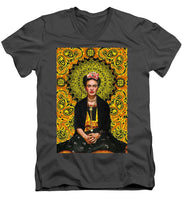 Frida Kahlo 3 - Men's V-Neck T-Shirt Men's V-Neck T-Shirt Pixels Charcoal Small 