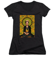Frida Kahlo 3 - Women's V-Neck (Athletic Fit) Women's V-Neck (Athletic Fit) Pixels Black Small 