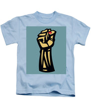 Future Is Female Empower Women Fist - Kids T-Shirt Kids T-Shirt Pixels Light Blue Small 