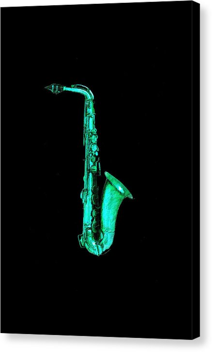 Green Saxophone - Canvas Print
