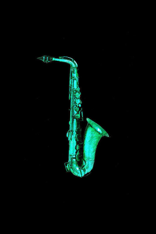 Green Saxophone - Art Print