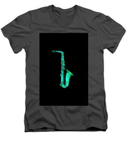 Green Saxophone - Men's V-Neck T-Shirt
