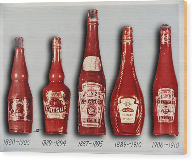 Heinz Tomato Ketchup Vintage, Evolution To 1910 - Wood Print