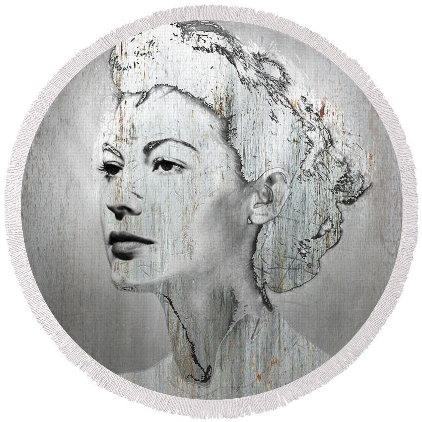 Silver Screen Eva Gardner - Round Beach Towel
