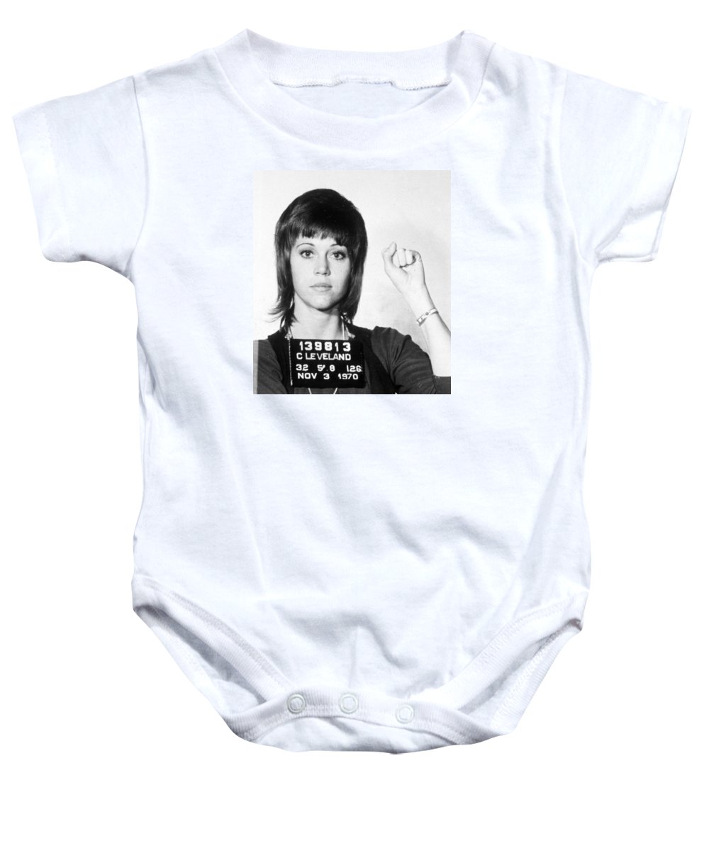 Jane Fonda Mug Shot Vertical - Baby Onesie