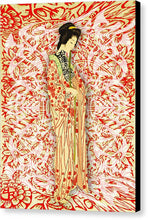 Japanese Woman Rise Dressing - Canvas Print Canvas Print Pixels 6.000" x 8.000" Black Glossy