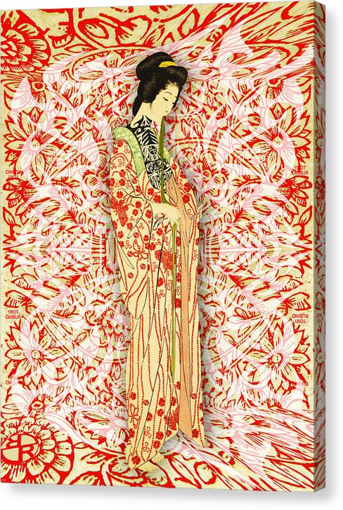 Japanese Woman Rise Dressing - Canvas Print Canvas Print Pixels 6.000