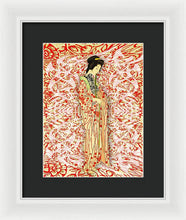 Japanese Woman Rise Dressing - Framed Print Framed Print Pixels 9.000" x 12.000" White Black