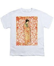 Japanese Woman Rise Dressing - Youth T-Shirt Youth T-Shirt Pixels White Small 