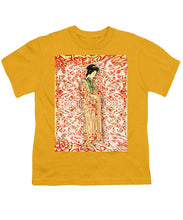 Japanese Woman Rise Dressing - Youth T-Shirt Youth T-Shirt Pixels Gold Small 