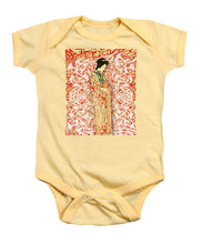 Japanese Woman Rise Dressing - Baby Onesie Baby Onesie Pixels Soft Yellow Small 
