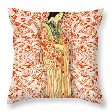 Japanese Woman Rise Dressing - Throw Pillow Throw Pillow Pixels 20" x 20" Yes 