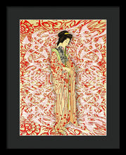 Japanese Woman Rise Dressing - Framed Print Framed Print Pixels 12.000" x 16.000" Black Black