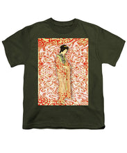 Japanese Woman Rise Dressing - Youth T-Shirt Youth T-Shirt Pixels Military Green Small 