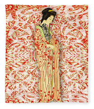 Japanese Woman Rise Dressing - Blanket Blanket Pixels 50" x 60" Plush Fleece 