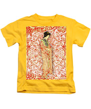 Japanese Woman Rise Dressing - Kids T-Shirt Kids T-Shirt Pixels Yellow Small 