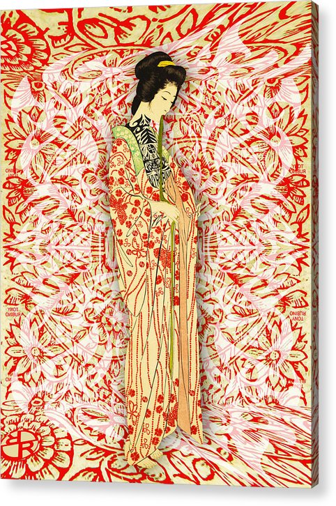 Japanese Woman Rise Dressing - Acrylic Print Acrylic Print Pixels 6.000