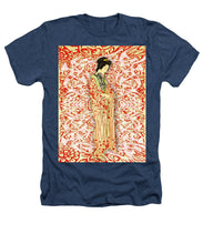 Japanese Woman Rise Dressing - Heathers T-Shirt Heathers T-Shirt Pixels Navy Small 