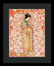 Japanese Woman Rise Dressing - Framed Print Framed Print Pixels 10.500" x 14.000" Black Black