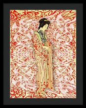 Japanese Woman Rise Dressing - Framed Print Framed Print Pixels 18.000" x 24.000" Black Black