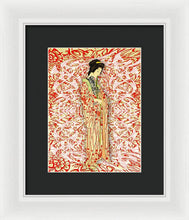 Japanese Woman Rise Dressing - Framed Print Framed Print Pixels 7.500" x 10.000" White Black