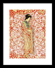 Japanese Woman Rise Dressing - Framed Print Framed Print Pixels 10.500" x 14.000" Black White