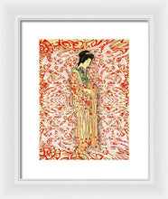 Japanese Woman Rise Dressing - Framed Print Framed Print Pixels 9.000" x 12.000" White White