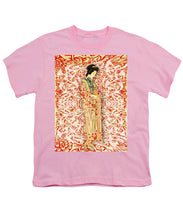 Japanese Woman Rise Dressing - Youth T-Shirt Youth T-Shirt Pixels Pink Small 