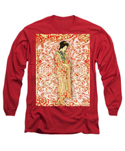 Japanese Woman Rise Dressing - Long Sleeve T-Shirt Long Sleeve T-Shirt Pixels Red Small 
