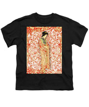 Japanese Woman Rise Dressing - Youth T-Shirt Youth T-Shirt Pixels Black Small 