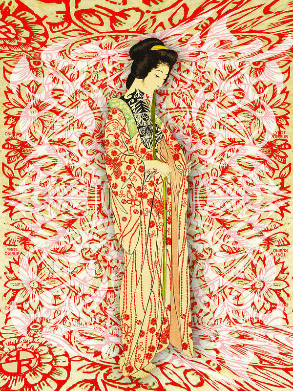 Japanese Woman Rise Dressing - Art Print Art Print Pixels 6.000
