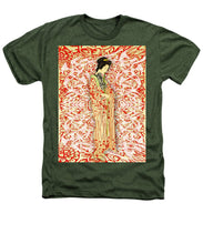 Japanese Woman Rise Dressing - Heathers T-Shirt Heathers T-Shirt Pixels Military Green Small 